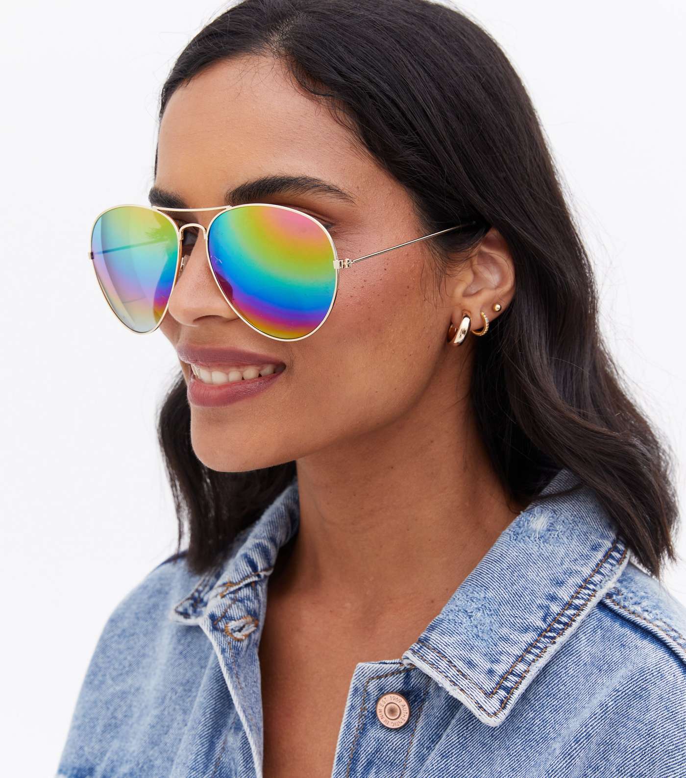 Multicoloured Mirrored Pilot Sunglasses