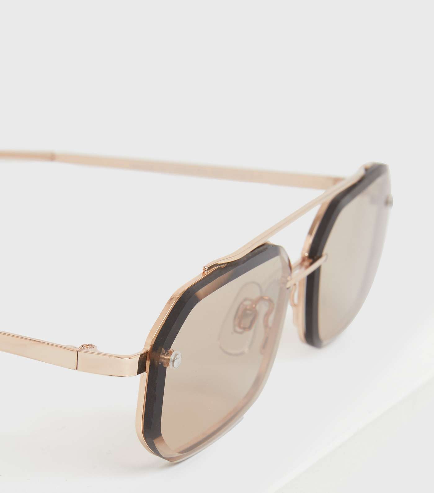 Gold Top Bar Rimless Rectangle Sunglasses Image 3