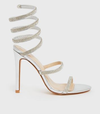 Silver diamante wrap hotsell strap high heeled sandal