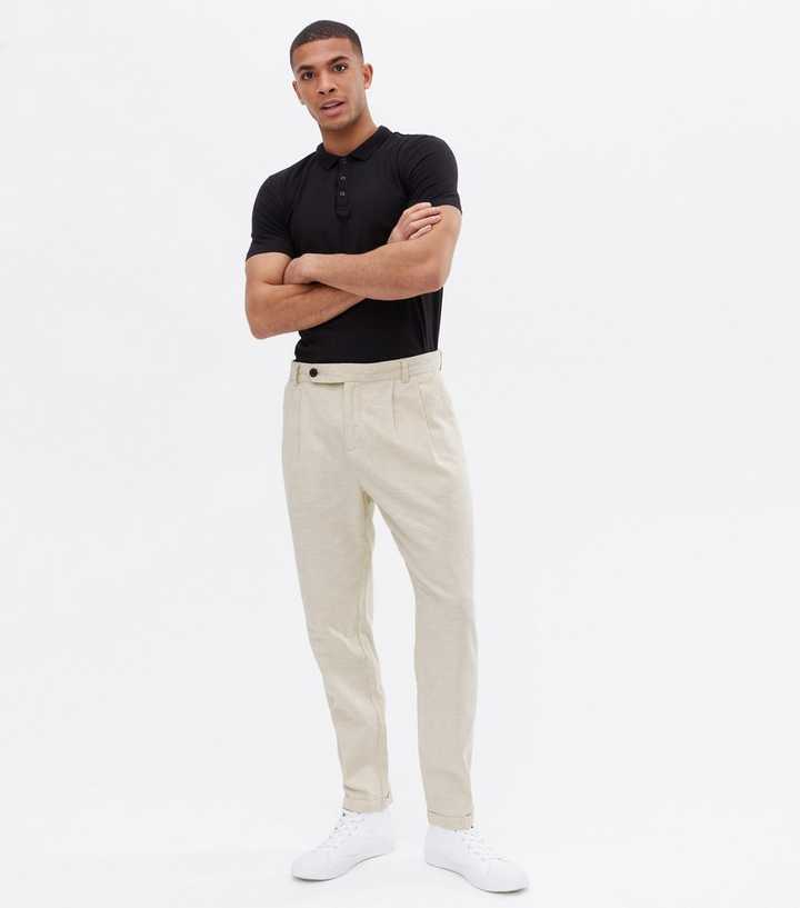 PLEATED MENSWEAR STYLE PANTS - White