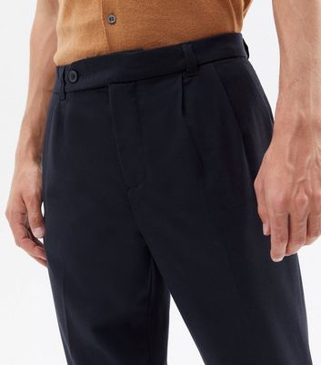 Navy Pinstripe Tapered Trousers  New Look