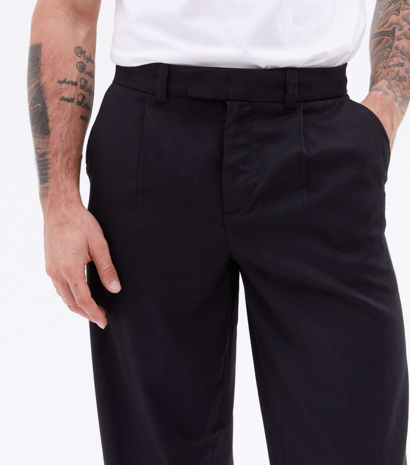 Black Relaxed Fit Suit Trousers Image 3