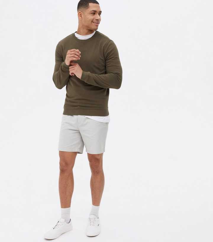 Pale Grey Slim Fit Chino Shorts | New Look