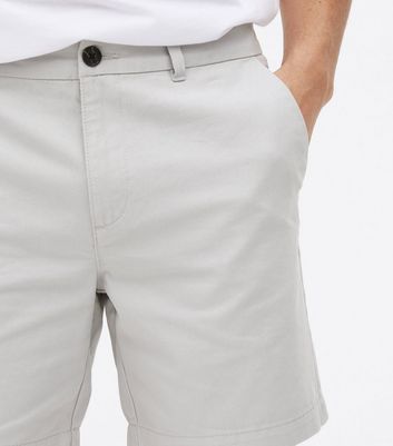 Pale Grey Slim Fit Chino Shorts | New Look
