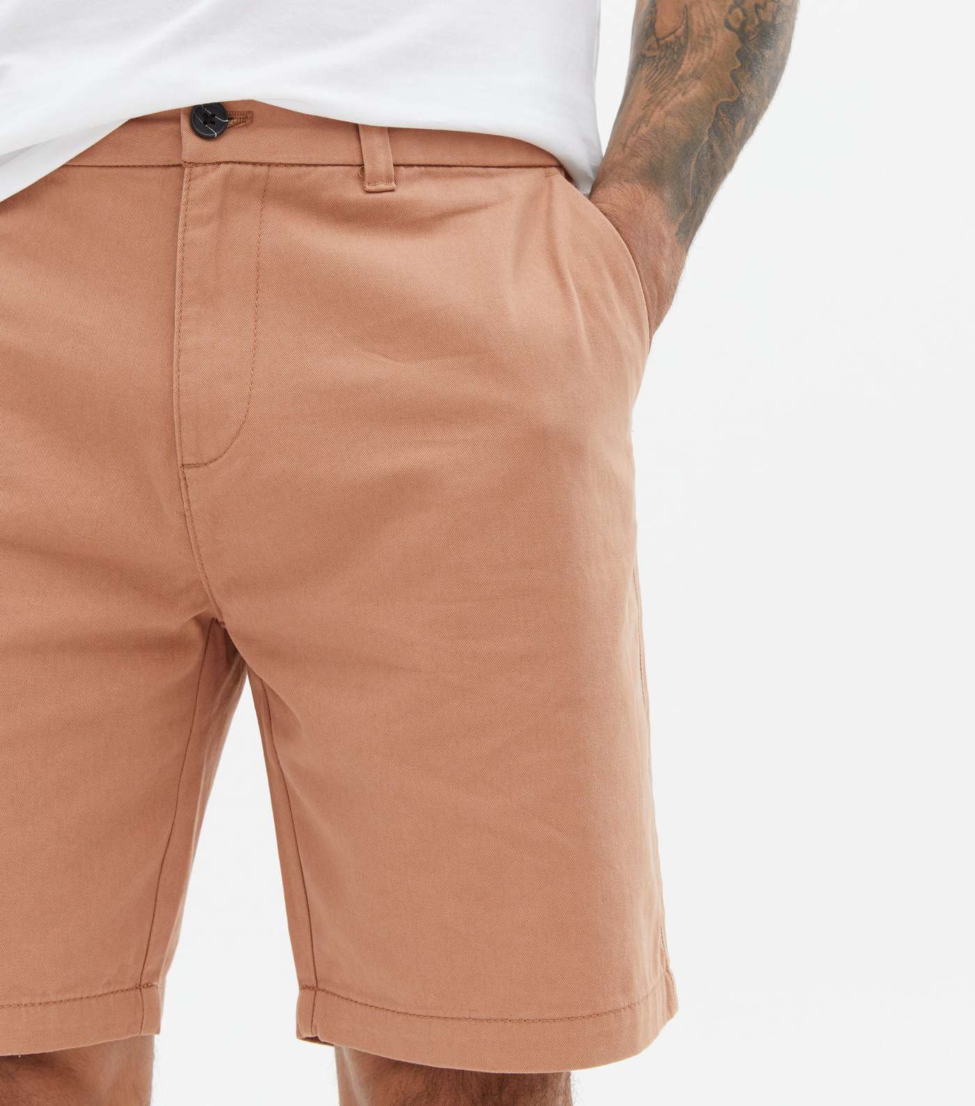 Light Brown Straight Fit Chino Shorts Image 3