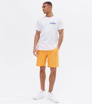 Bright Orange Straight Fit Chino Shorts 