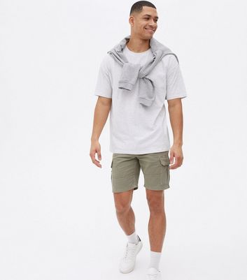 Mens slim fit khaki sale shorts