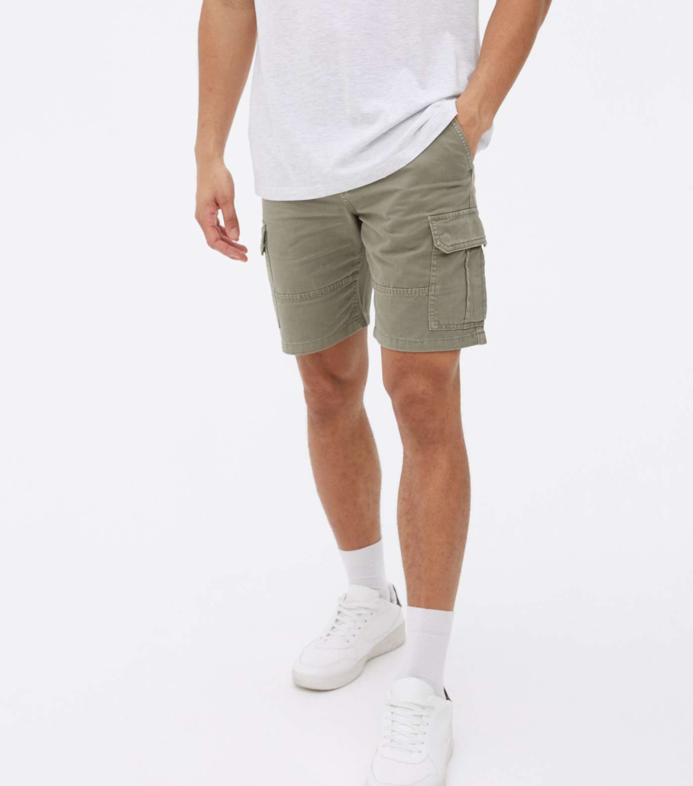 Khaki Slim Fit Cargo Shorts Image 2