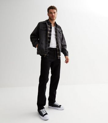 Mens ripped black deals denim jacket