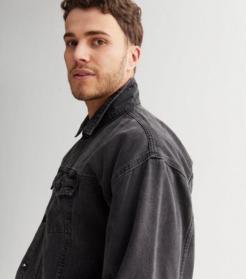 Mens black outlet oversized denim jacket