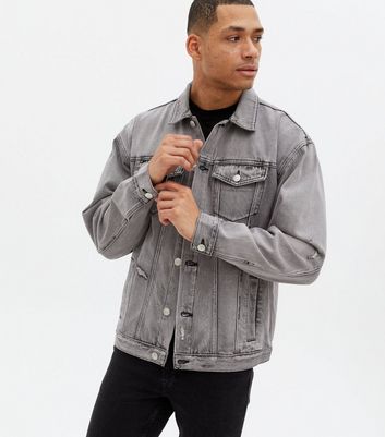 Gray denim jacket mens best sale