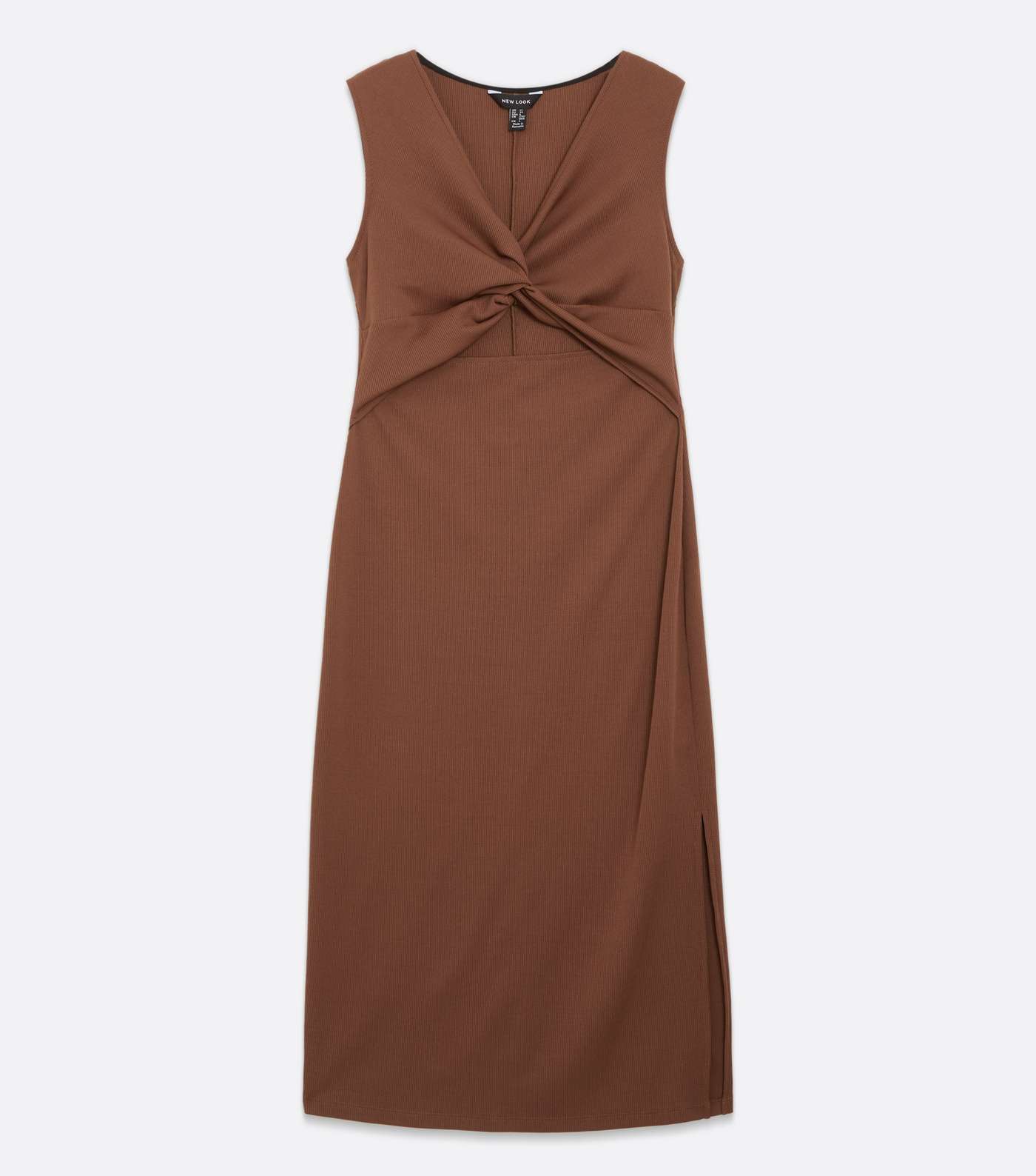 Rust Ribbed Twist Cut Out Midi Bodycon Dress Image 5
