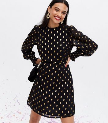 Black dress with gold 2024 spots