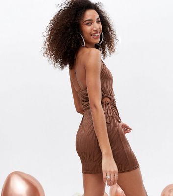 rust halter dress