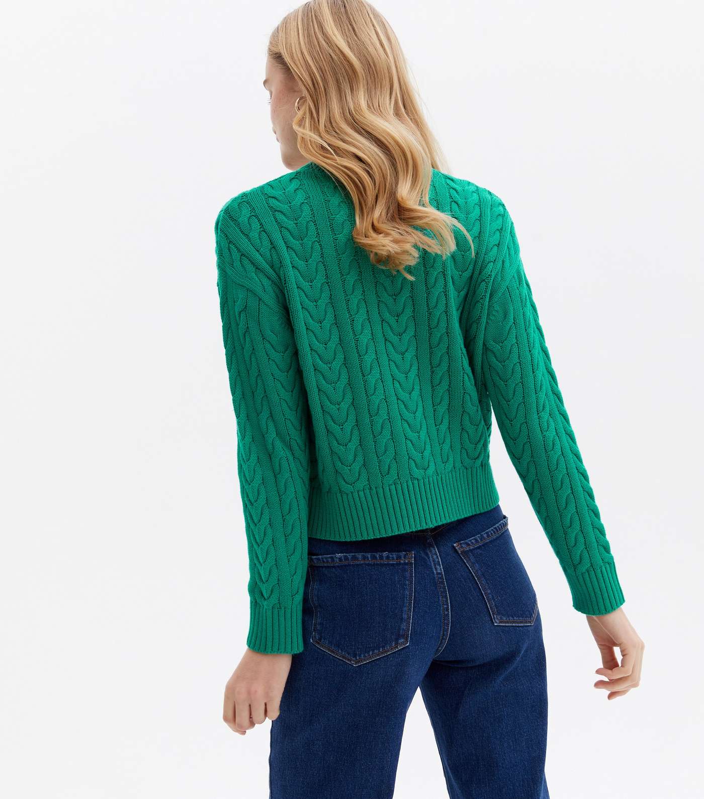 Green Cable Knit Cardigan Image 4