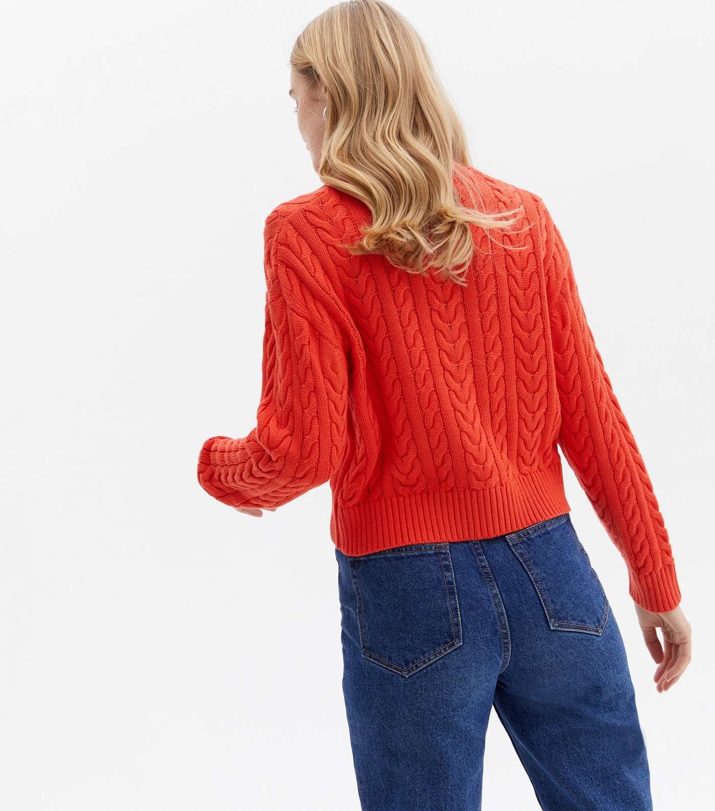 Red Cable Knit Cardigan Image 4