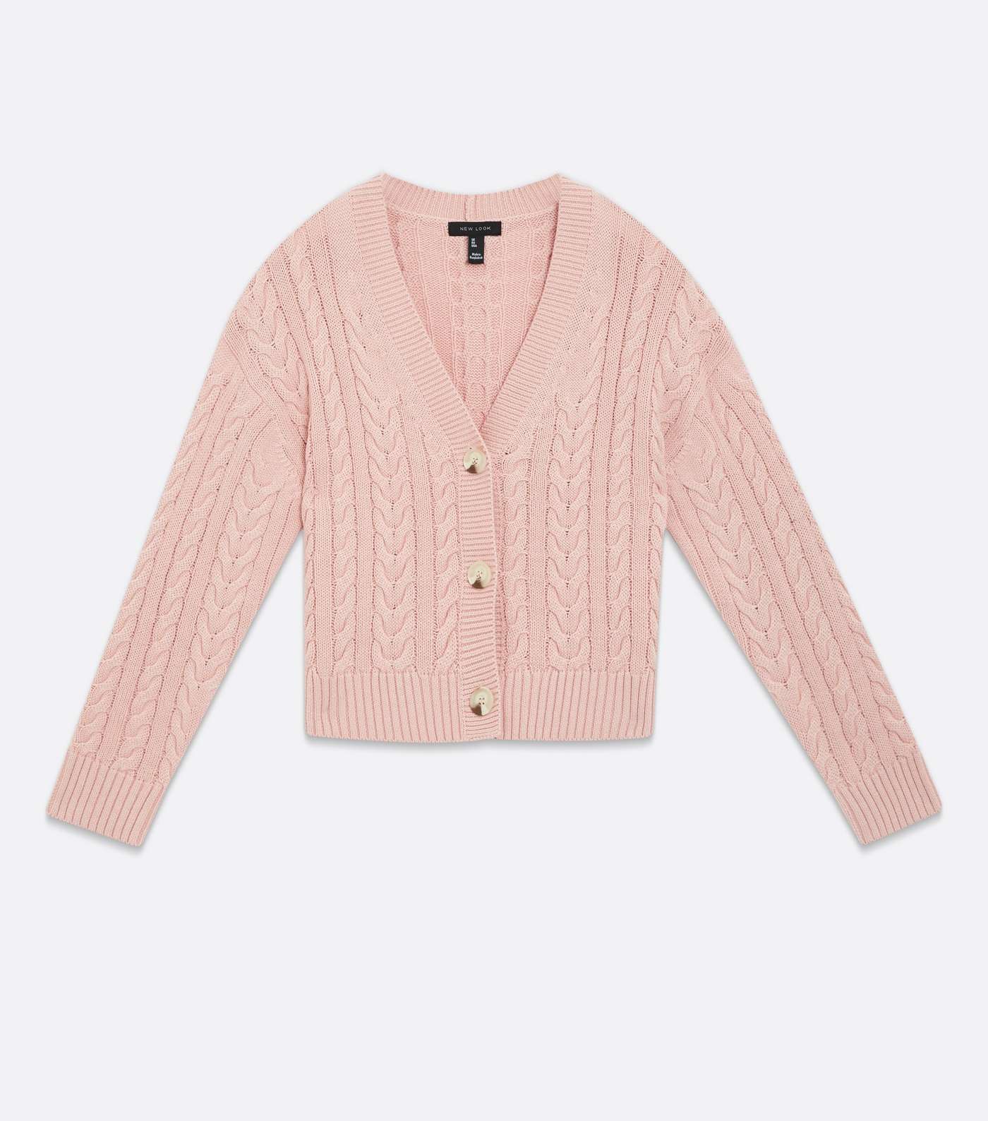Pale Pink Cable Knit Cardigan Image 5