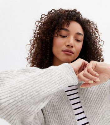 grey rib knit cardigan