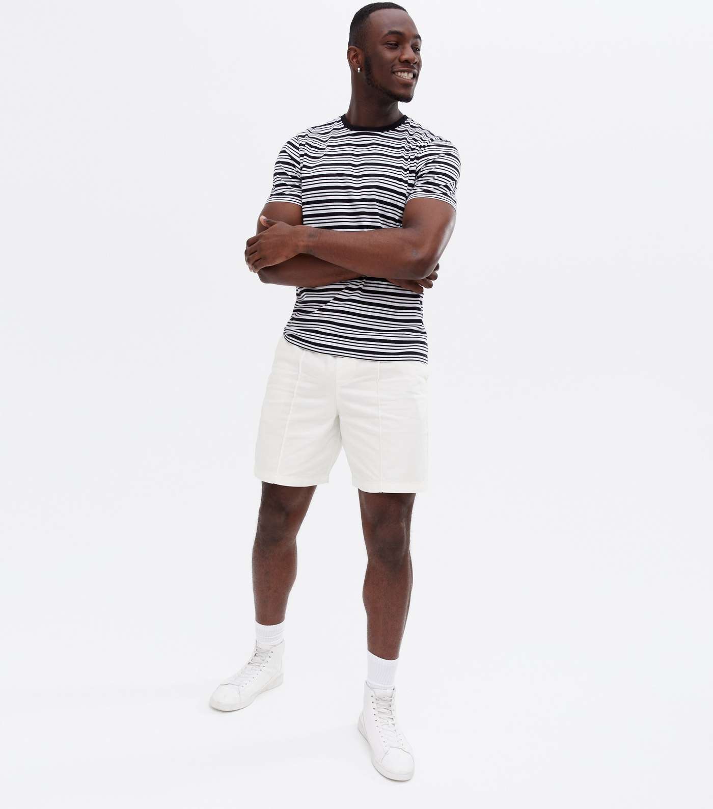 Off White Pintuck Relaxed Fit Shorts