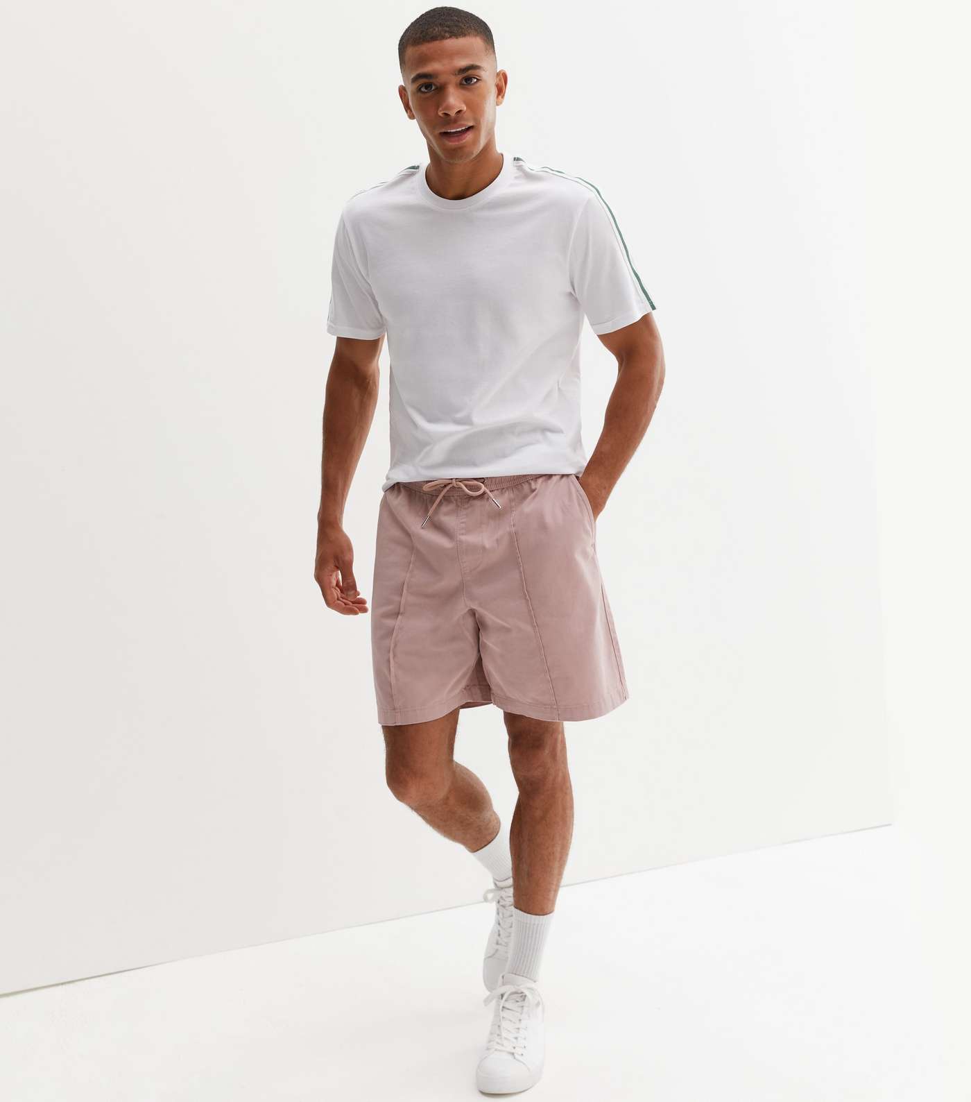 Mid Pink Pintuck Relaxed Fit Shorts