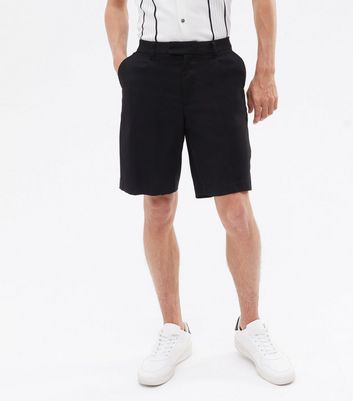 Men's Black Pleated Relaxed Fit Shorts New Look