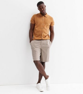 Stone Pleated Relaxed Fit Shorts | New Look