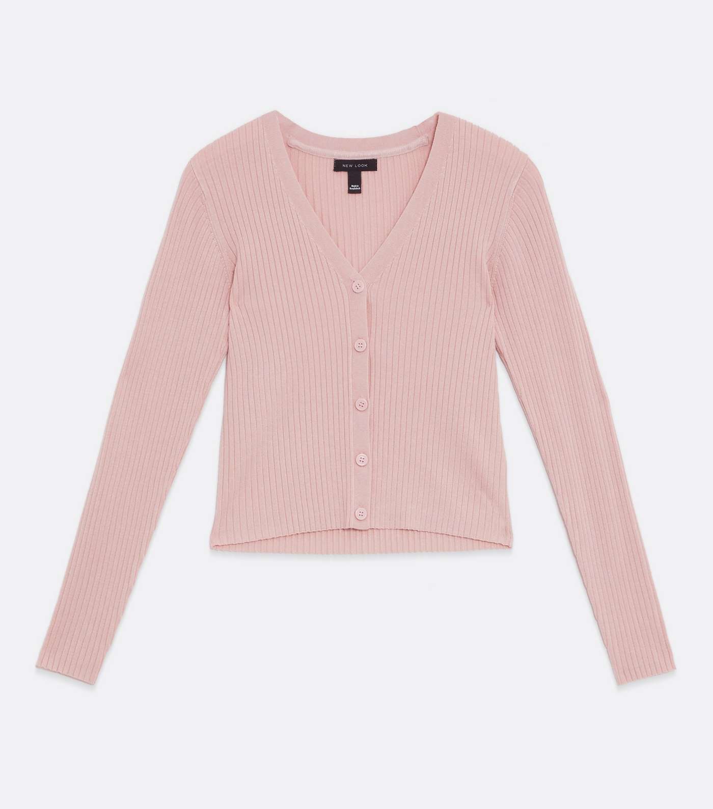 Pale Pink Ribbed Knit Button Cardigan Image 5