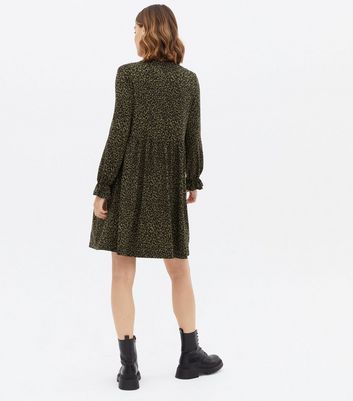 Maternity Khaki Leopard Print Mini Smock Dress New Look