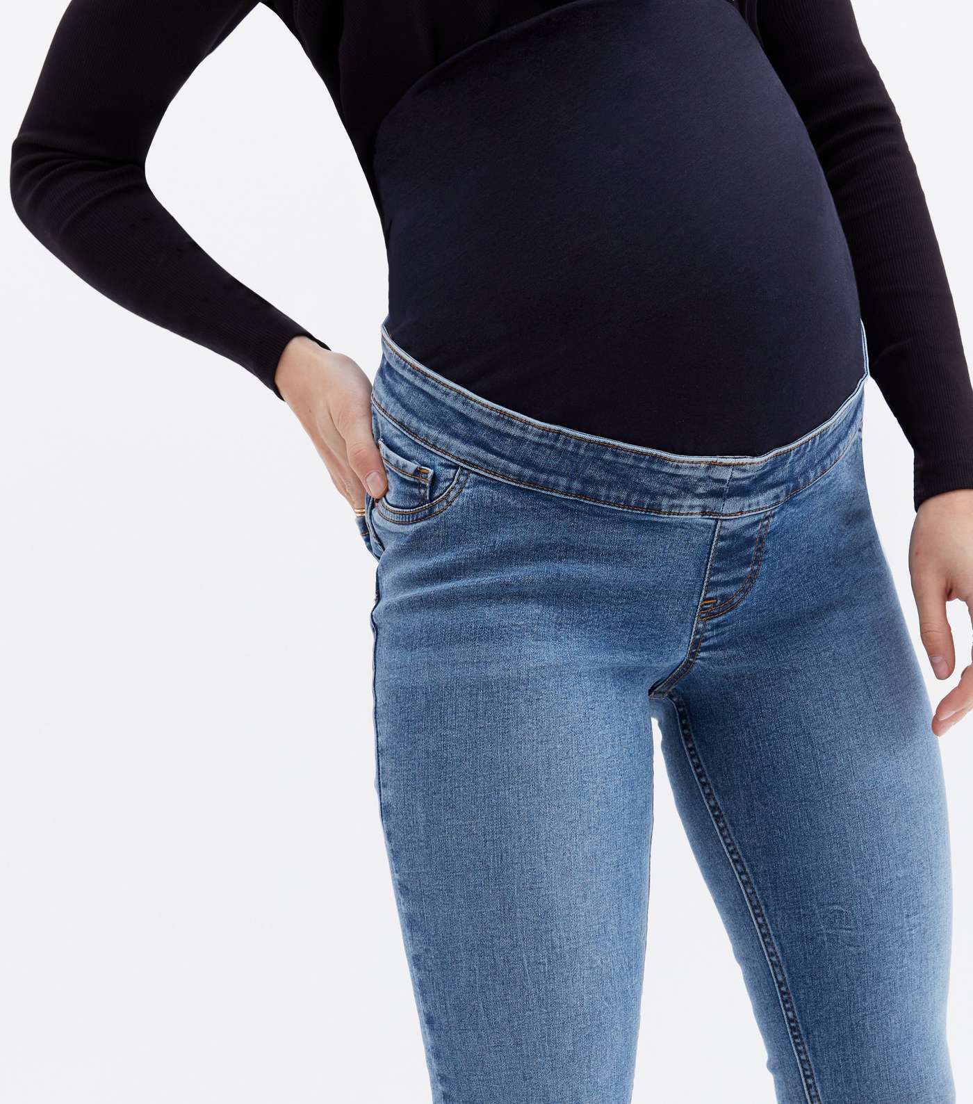 Tall Maternity Blue Over Bump Lift & Shape Emilee Jeggings Image 3