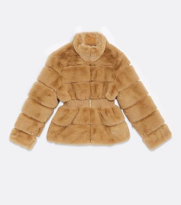 Faux fur jacket camel sale