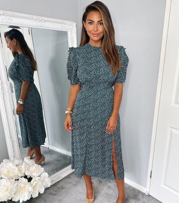 dark green tea dress