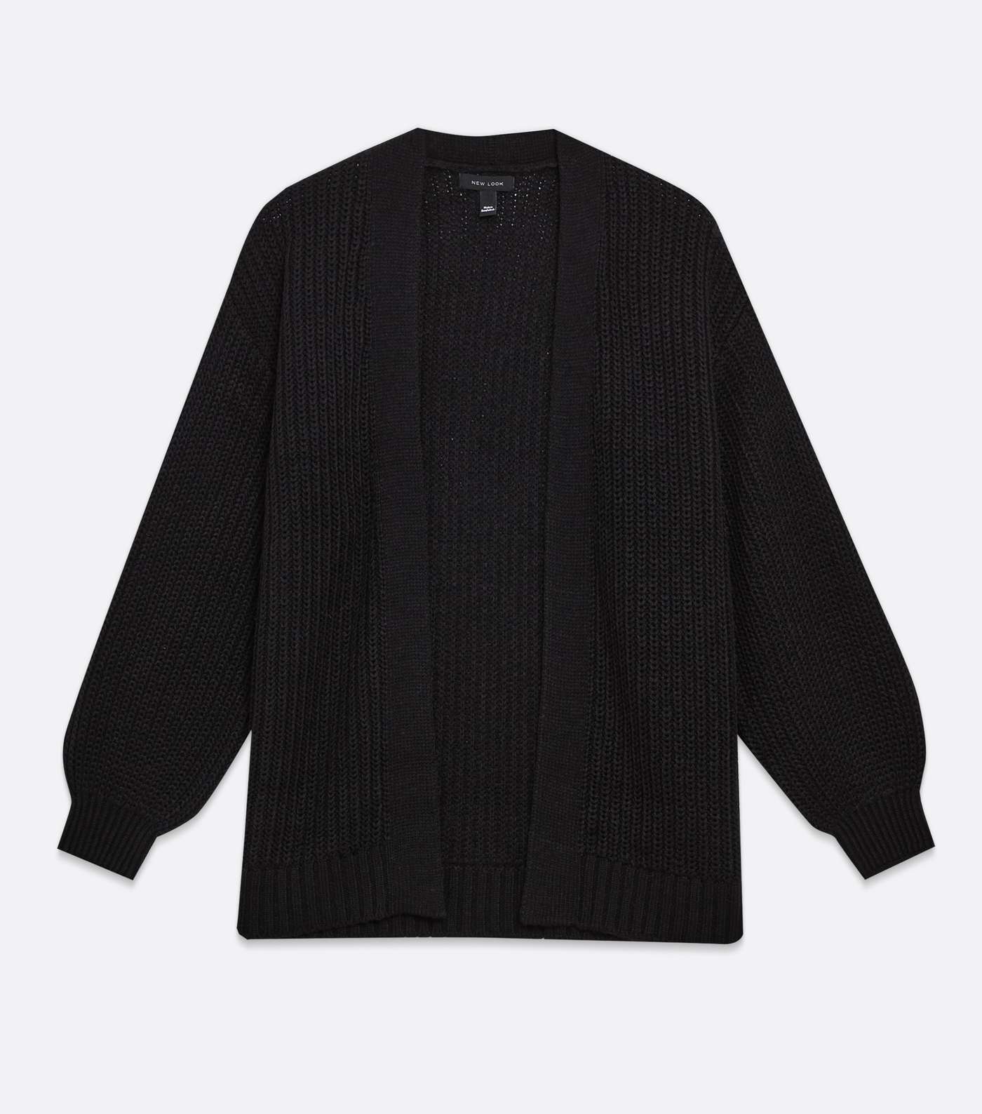 Black Knit Puff Sleeve Cardigan Image 5