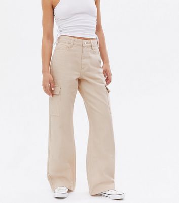 Click to view product details and reviews for Stone Utility Pocket High Waist Adalae Wide Leg Jeans New Look.