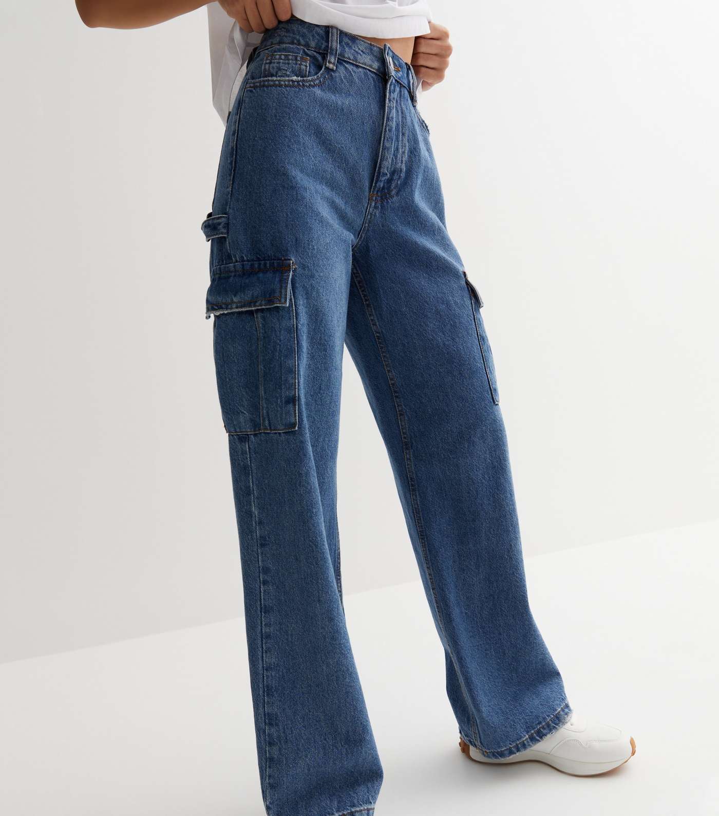 Blue Utility Pocket High Waist Adalae Wide Leg Jeans Image 2