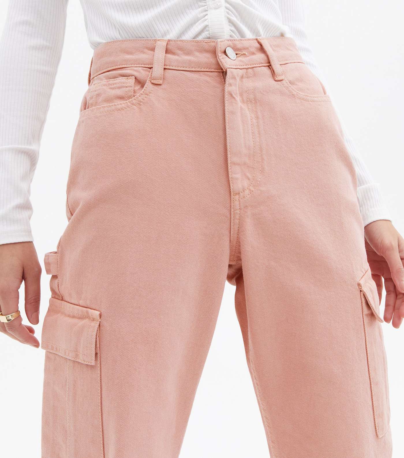 Pink Utility Pocket High Waist Adalae Wide Leg Jeans Image 3