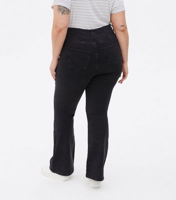 Click to view product details and reviews for Curves Black Dark Wash High Waist Flared Brooke Jeans New Look.