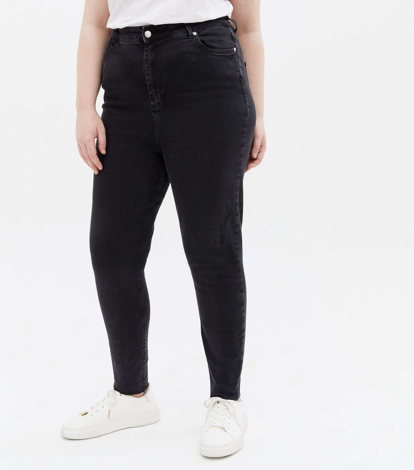 Curves Black High Waist Ashleigh Skinny Jeans Image 2