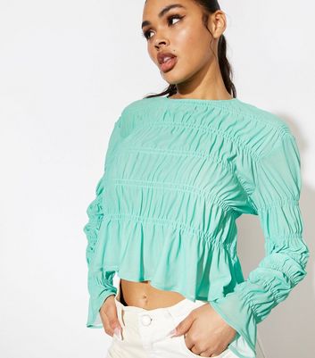 Skinnydip Mint Green Ruched Long Sleeve Top New Look