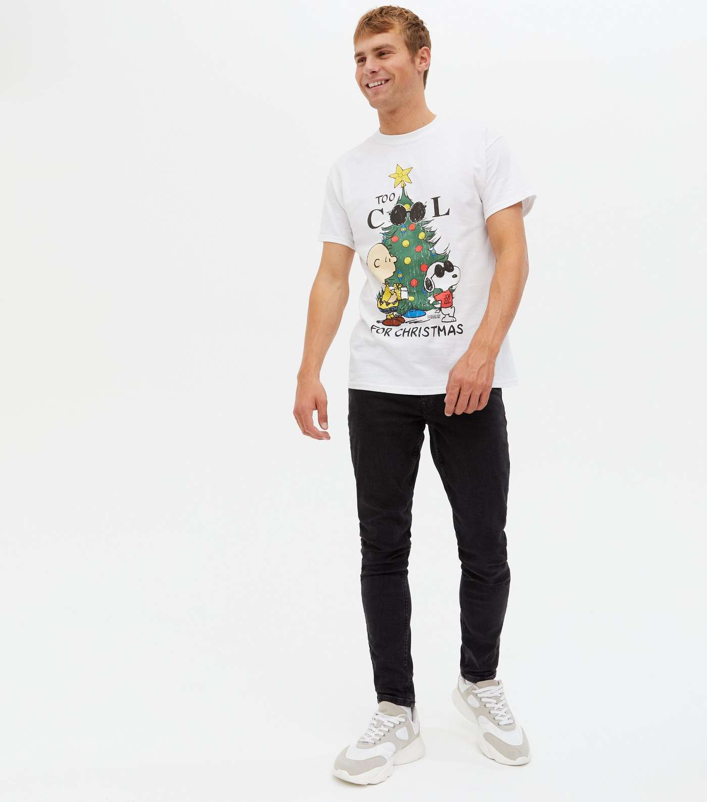 White Snoopy Too Cool For Christmas Logo T-Shirt Image 2