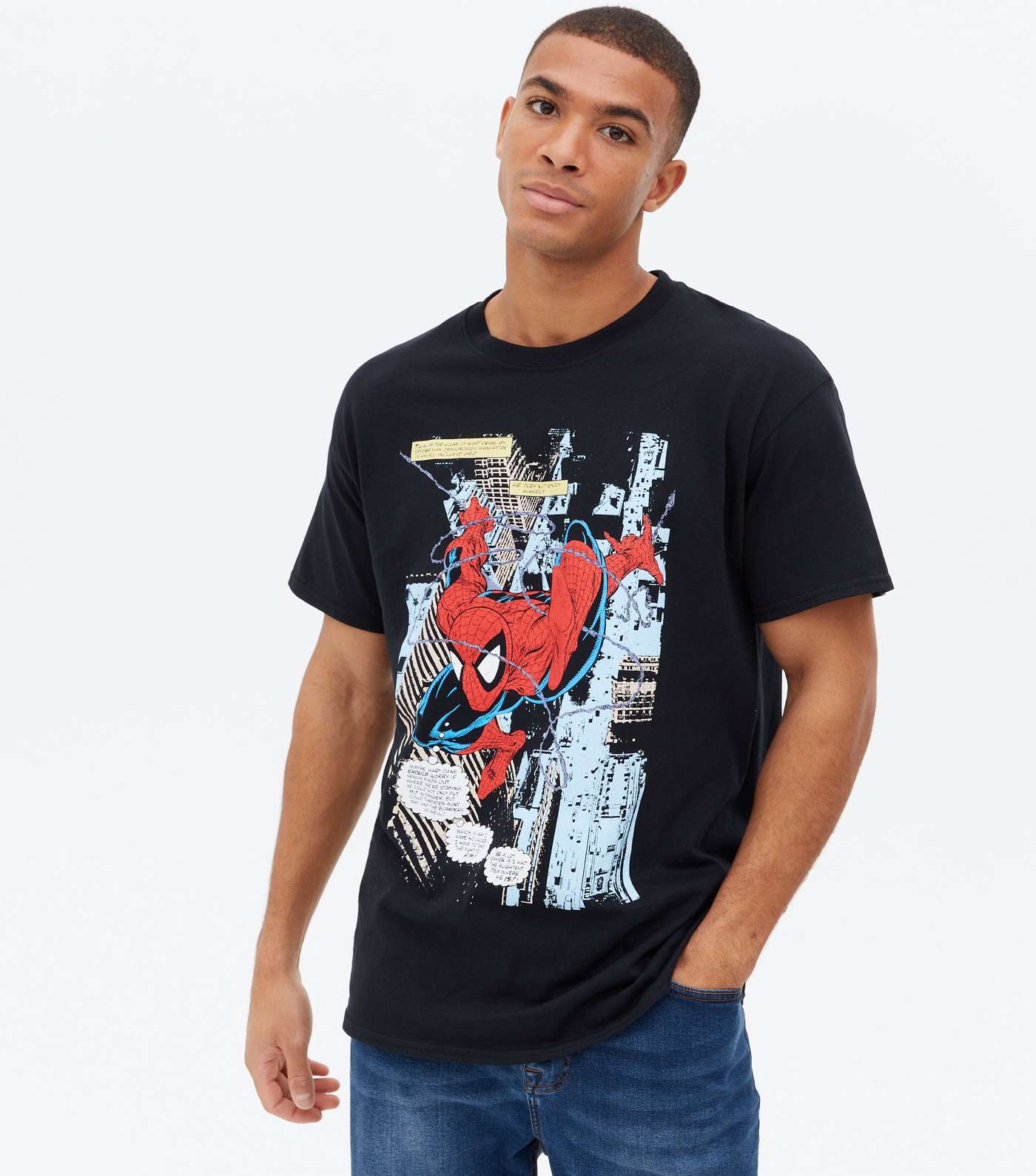 Black Spider-Man Crew Neck T-Shirt