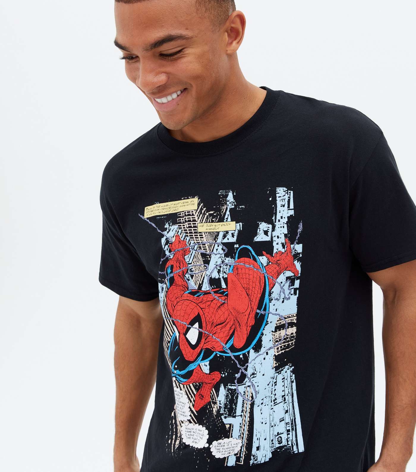 Black Spider-Man Crew Neck T-Shirt Image 3