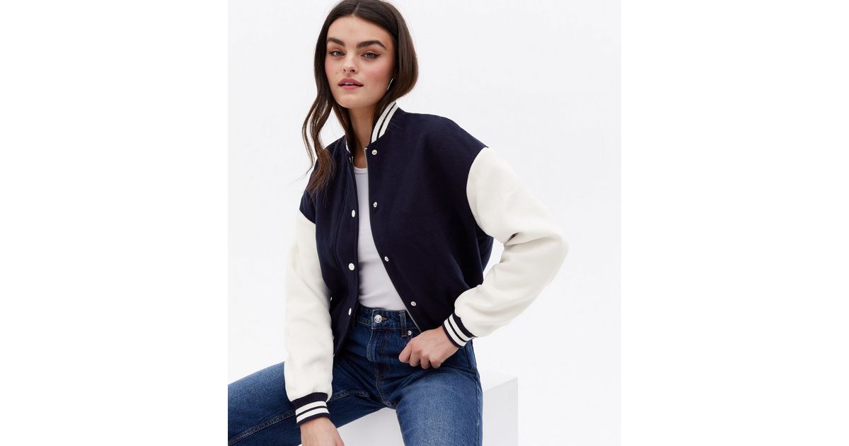 Urban Bliss Navy Varsity Bomber Jacket