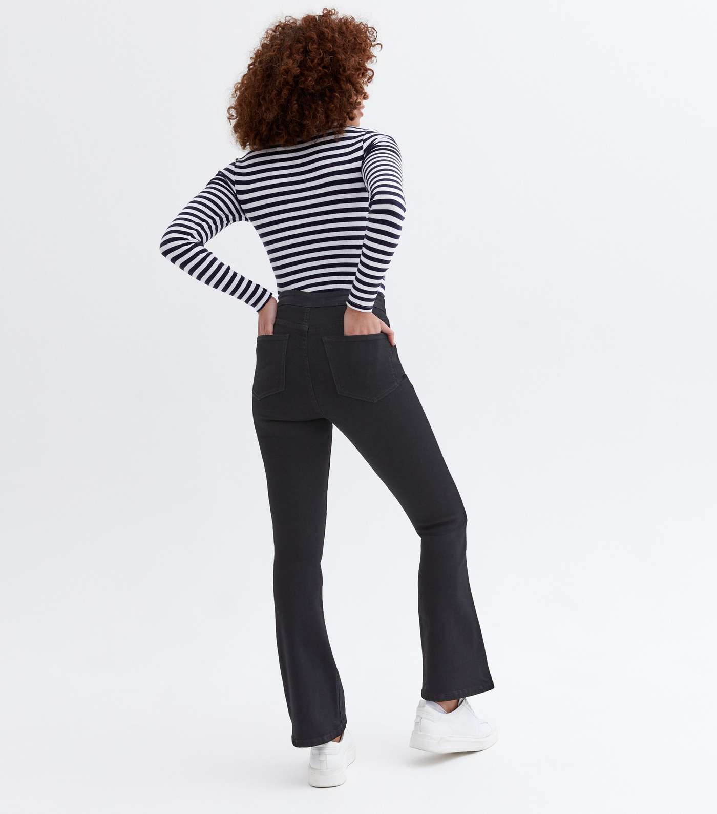 Black Super Stretch High Waist Flared Brooke Jeans Image 2