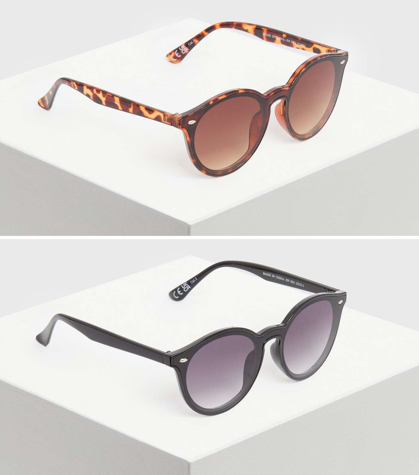 Girls 2 Pack Black and Brown Tortoiseshell Effect Frame Sunglasses Image 2
