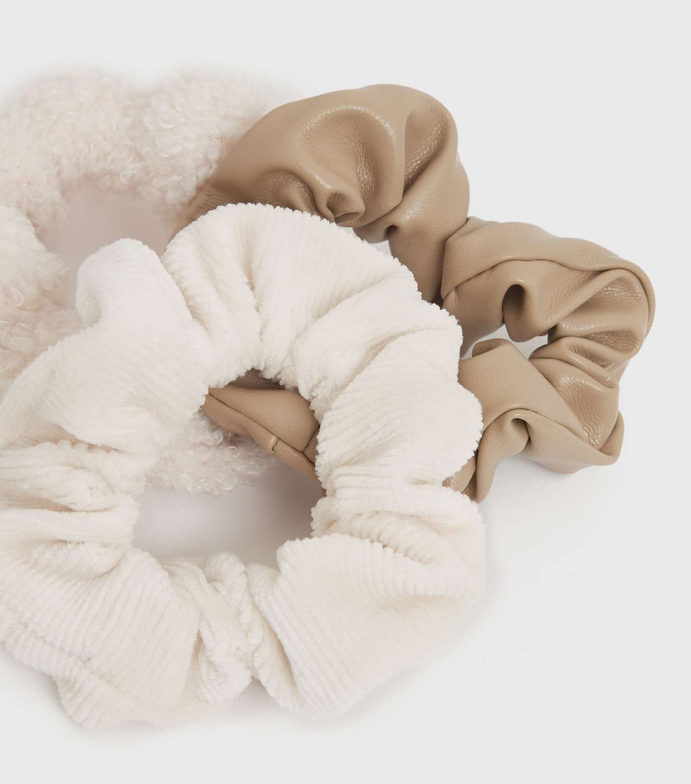 3 Pack Camel and Off White Mixed Scrunchies Image 2