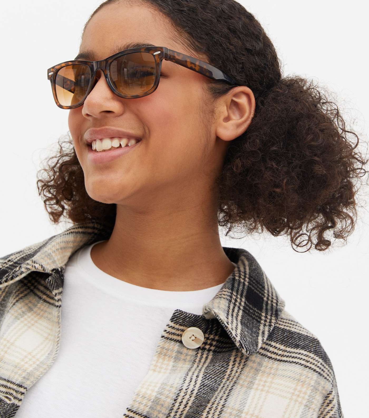 Girls Dark Brown Tortoiseshell Effect Retro Sunglasses