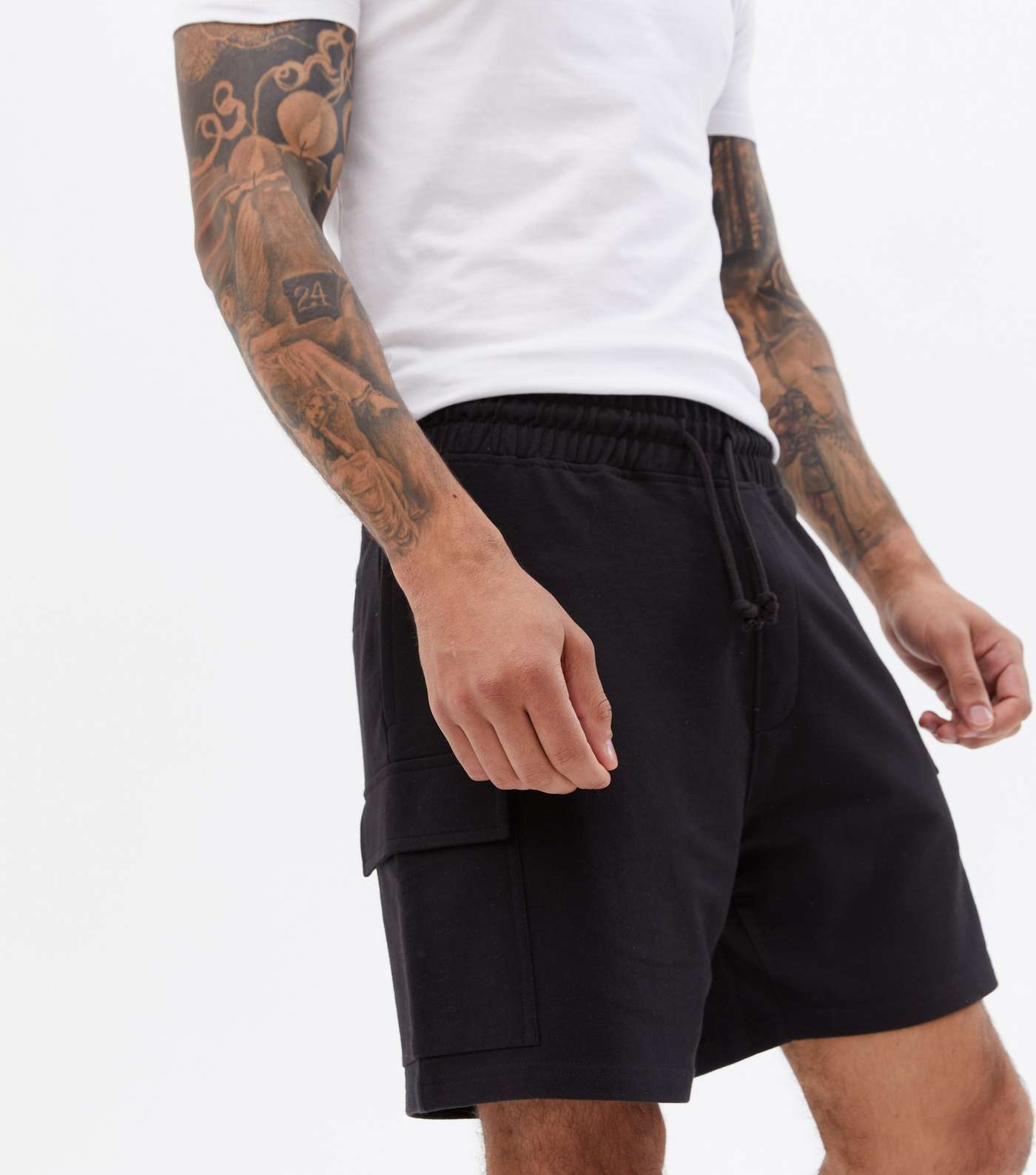 Black Jersey Cargo Shorts Image 2