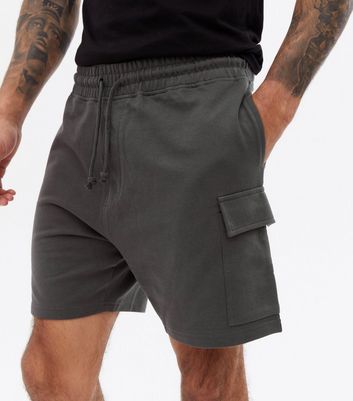Mens Clothing Shorts Cargo shorts BoohooMAN Cotton Basic Jersey Cargo Short in Charcoal for Men Grey 