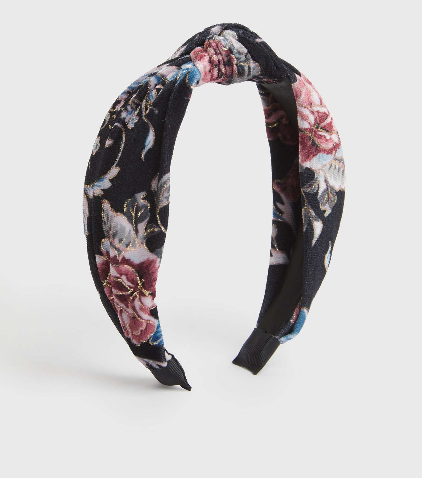 Black Floral Velvet Knot Headband