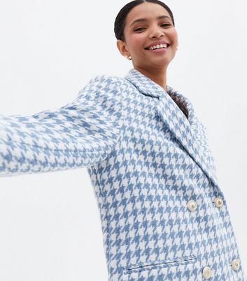 Click to view product details and reviews for Blue Dogtooth Bouclé Oversized Blazer New Look.